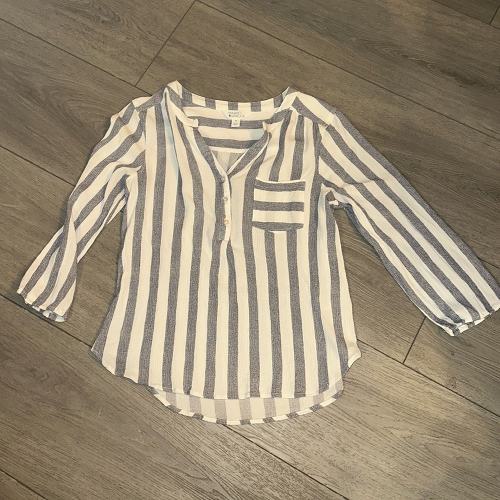 Adorable market & spruce EUC stripe top 3/4 sleeve
